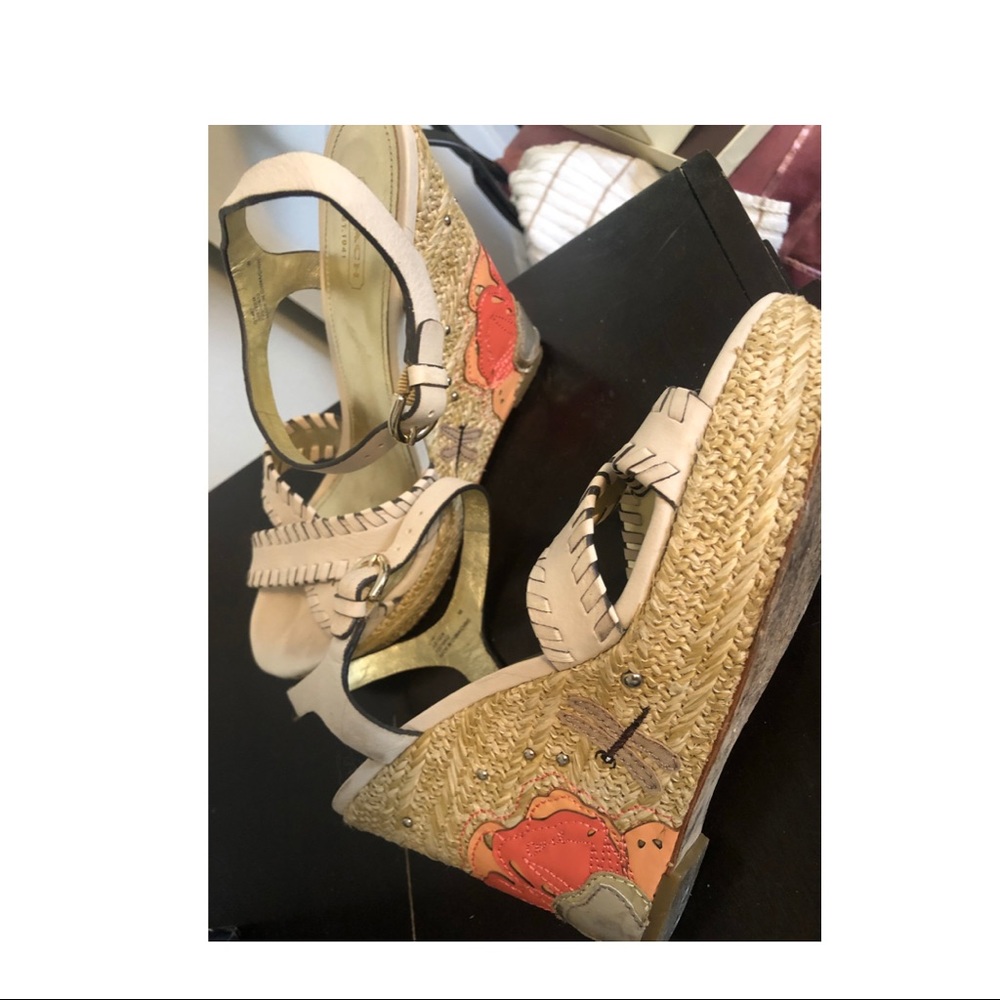 Coach Justeen Grainy Leather Wedge